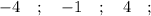 -4 \quad ; \quad -1 \quad ; \quad 4 \quad ;