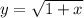 y=\sqrt{1+x}