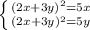 \left \{ {{(2x+3y)^{2}=5x } \atop {{{(2x+3y)^{2}=5y}} \right.