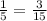 \frac{1}{5} = \frac{3}{15}