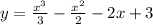 y = \frac{x {}^{3} }{3} - \frac{x {}^{2} }{2} - 2x + 3