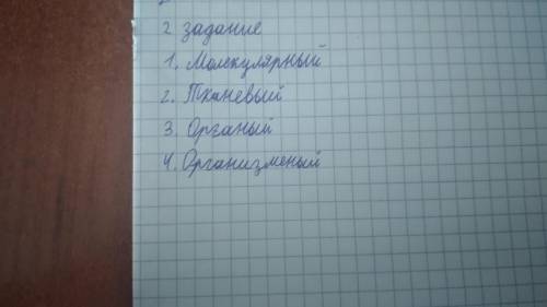 НУЖНЫ ОТВЕТЫ Назовите уровни организации живыхорганизмов.​