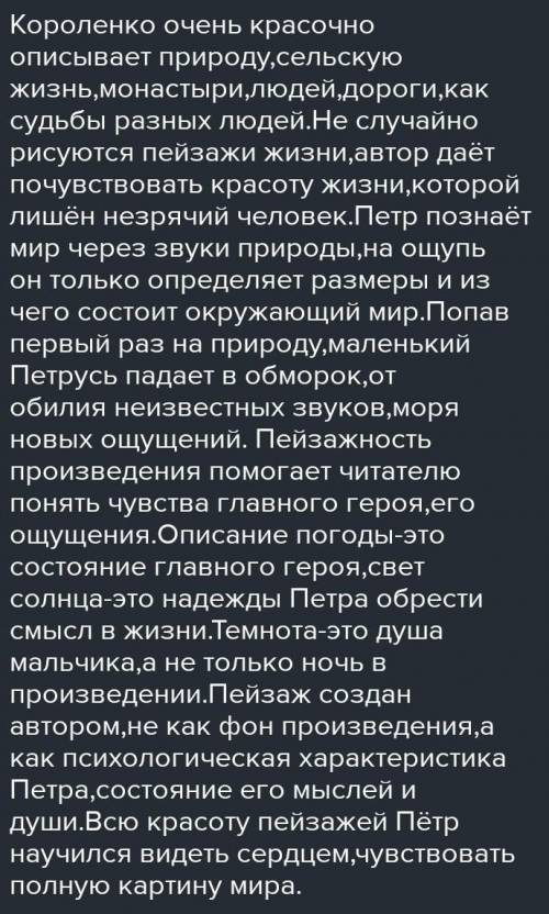 Яка роль пейзажу у творі «сліпий музикант»