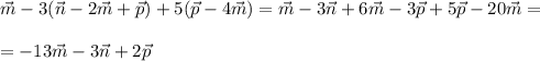 \vec{m}-3(\vec{n}-2\vec{m}+\vec{p})+5(\vec{p}-4\vec{m})=\vec{m}-3\vec{n}+6\vec{m}-3\vec{p}+5\vec{p}-20\vec{m}=\\\\=-13\vec{m}-3\vec{n}+2\vec{p}