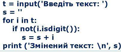 Створіть програму, яка вилучає всі цифри з текстового рядка.