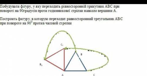 ⚠ Побудуйте фігуру, в яку переходить рівносторонній трикутник при повороті за годинниковою стрілкою