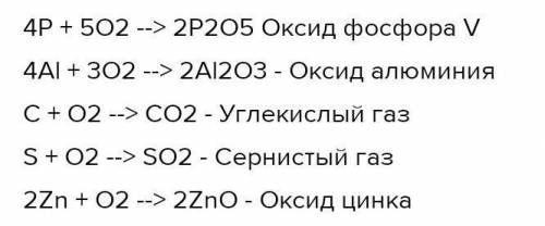 4. Закончите уравнения химических реакций. Расставьте коэффициенты, назовите продукты:1) P+ 0, ?4) S