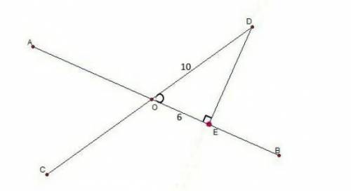 Отрезки AB и CD пересекаются в точке О так, что OD=10 см. Из точки D на отрезок ОВ опущен перпендику