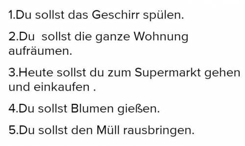 Составить 5 предложений про домашние обязанности с глаголом sollen​