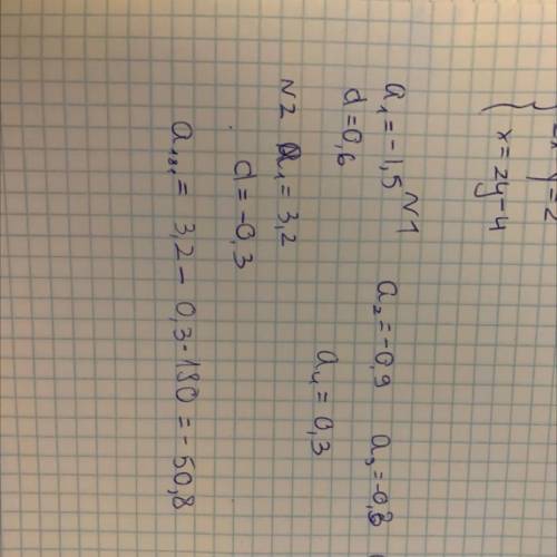 Задание 1 Дано а1 = -1,5 d = 0,6 (аn) - АП Найти а1, а2, а3, а4 Задание 2 АП 3,2; 2,9; 2,6; ... Найт