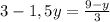 3 - 1,5y = \frac{9 - y }{3}