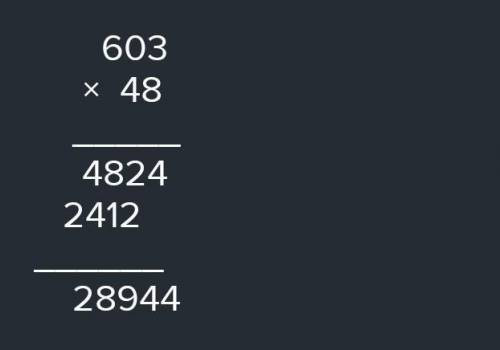 Умножьте 603 на 48 СТОЛБИКОМ , не совсем понимаю оформление