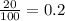 \frac{20}{100} = 0.2