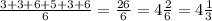 \frac{3+3+6+5+3+6}{6} =\frac{26}{6} =4\frac{2}{6} =4\frac{1}{3}