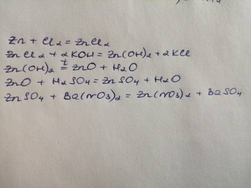 Zn →ZnCl2 →Zn(OH)2 → ZnO → ZnSO4 → Zn(NO3)2​