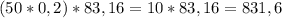 (50*0,2)*83,16 = 10*83,16=831,6