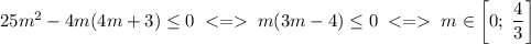 25m^2-4m(4m+3)\le0\;\;m(3m-4)\le0\;\;m\in\left[0;\;\dfrac{4}{3}\right]