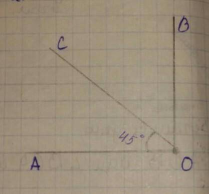 Луч ОС - биссектриса угла АОВ. ∠АОС = 45°. Определите градусную меру угла АОВ Желательно с рисунком