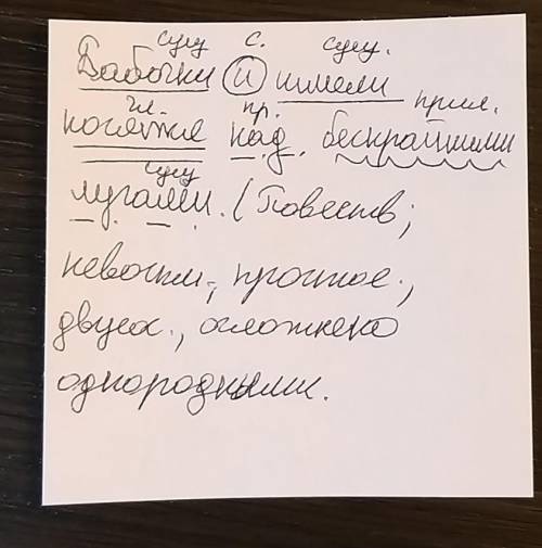 Синтаксической разбор Бабочки и шмели носятся над бескрайними лугами