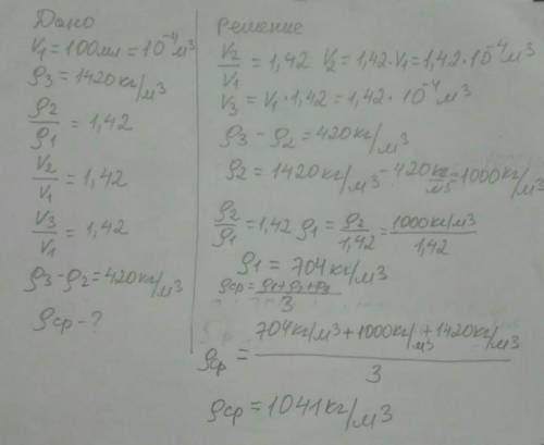 В лабораторию принесли три разные жидкости. Объём первой жидкости V1=100 мл, плотность третьей жидко