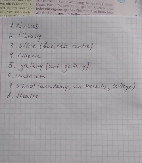 4. Complete the crossword. Across3. A place to work. 4. A place to see a film.5. A place to see pain