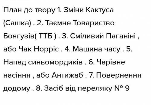 План до твору таємне товариство боягізів ( автор - Леся Воронина )​