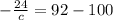 - \frac{24}{c} = 92 - 100