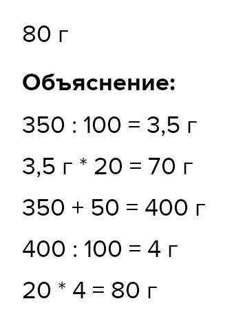 до 350 г розчину з масовою часткою солі 20% додали ще 50 г солі.Визначте масову частку розчиненої ре