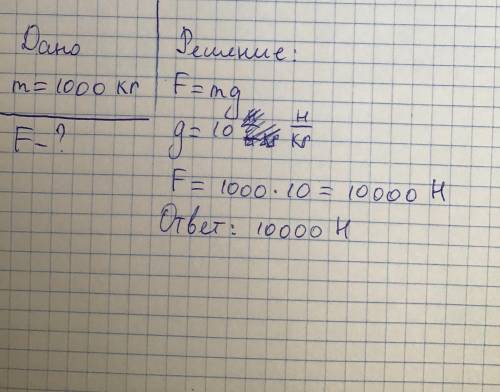 Какую силу тяги надо приложить к веревке. чтобы поднять груз массой m=1тонна?