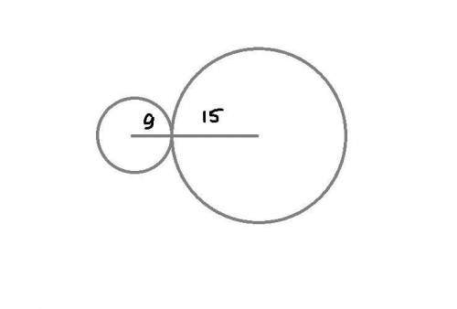 Окружности с радиусами 9см и 15см касаются. Найдите расстояние между их центрами в случае внешнего к
