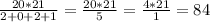 \frac{20*21}{2+0+2+1} =\frac{20*21}{5}=\frac{4*21}{1}=84