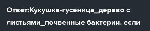 Составьте цепь питания, включив в нее перечисленные организмы: гусеница, кукушка, дерево с листьями,