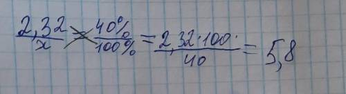 Первое число равно 2.32 что составляет 40 % второго числа. Найдите второе число