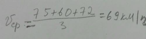 Автомобиль первый час ехал со скоростью 75 км/ч, во второй час ехал со скоростью 60 км/ч, а в третий