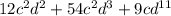 12c^2d^2+54c^2d^3+9cd^{11}