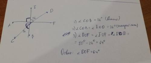 3. Перпендикулярные прямые AF и ЕВ пересекаются в точке О. Прямая CDпроходит через точку 0 так, что