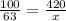 \frac{100}{63} =\frac{420}{x}