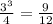 \frac{ {3}^{3} }{4} = \frac{9}{12}