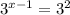 3^{x-1}=3^2