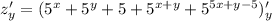 z'_y=(5^x+5^y+5+5^{x+y}+5^{5x+y-5})'_y