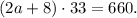 (2a+8)\cdot33=660.