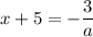 x+ 5 =-\dfrac{3}{a}