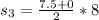 s_3=\frac{7.5+0}{2}*8