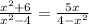 \frac{ {x}^{2} + 6 }{ {x}^{2} - 4} = \frac{5x}{4 - {x}^{2} }