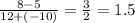 \frac{8 - 5}{12 + ( - 10)} = \frac{3}{2} = 1.5