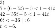 3)\\7*(6-5t)-5