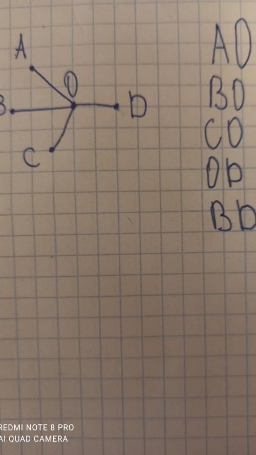 отметьте в тетради точки ABCD и 0 соединены точку 0 при отрезков с каждой из оставшихся точек Запиши