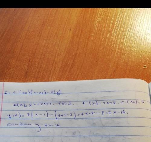 1) f(x) = x² + 5x – 3, Xo = 1;