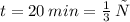 t = 20 \: min = \frac{1}{3} \: ч