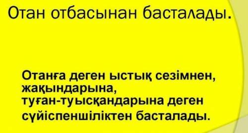 ЖАЗЫЛЫМ 1-тапсырма. «Отан отбасынан басталады» деген тақырып бойынша жаңа сөздерді қатыстырып, посте